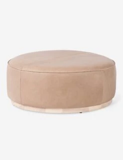 Aldora Round Ottoman -Luluandgeorgia Shop FH AldoraOttomanintaupeleather